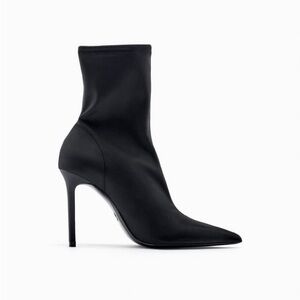 Zara NEW Fabric Heeled Ankle Boots